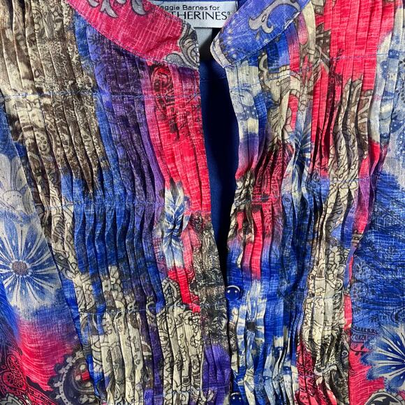 Maggie Barnes Catherines 3X Sheer Blouse Tank Set Paisley Floral Button Front - Picture 4 of 15